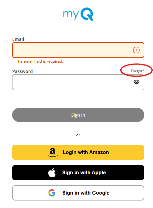 forgot password circled