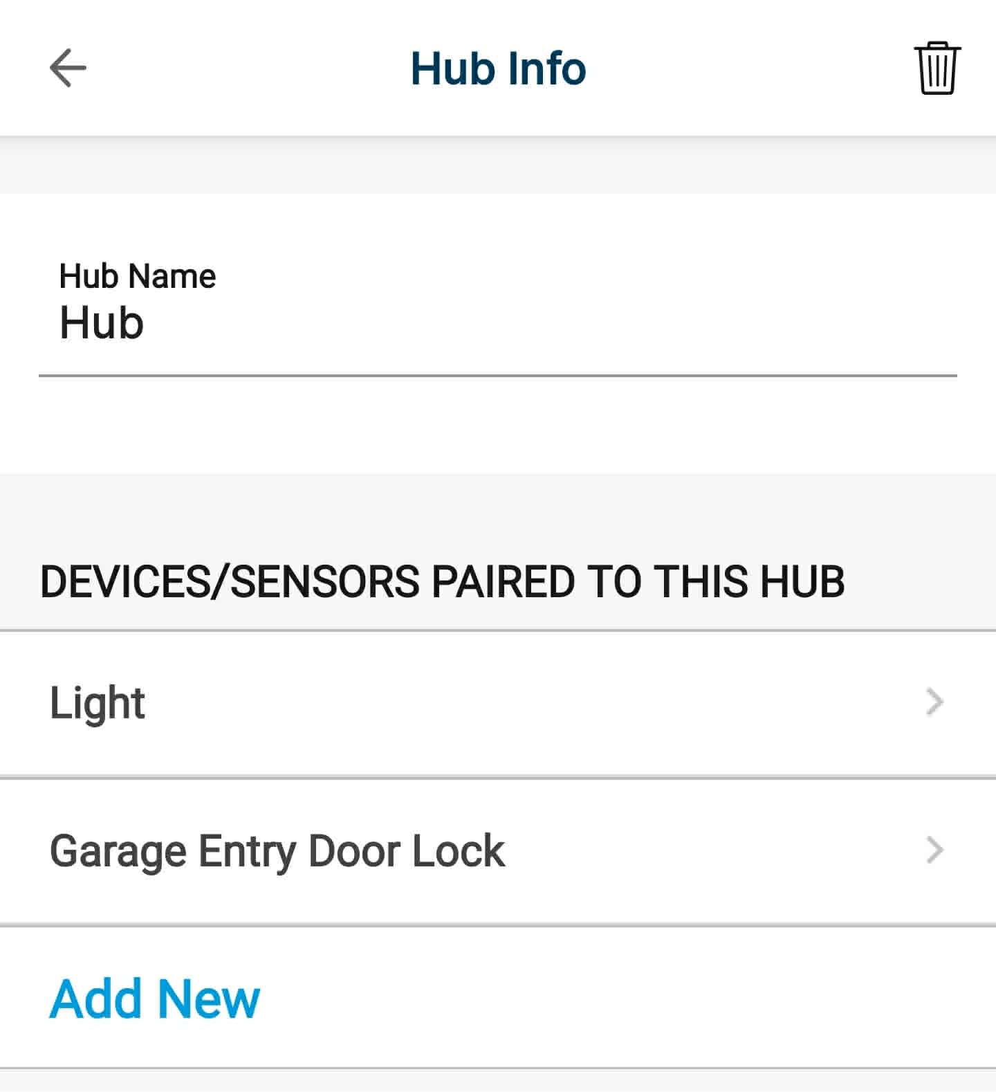 hub or device app screen shot