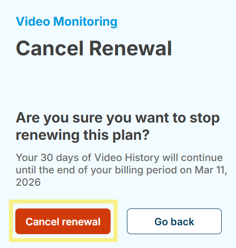 Cancel Subscription Screenshot