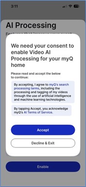 Accept consent for AI Processing
