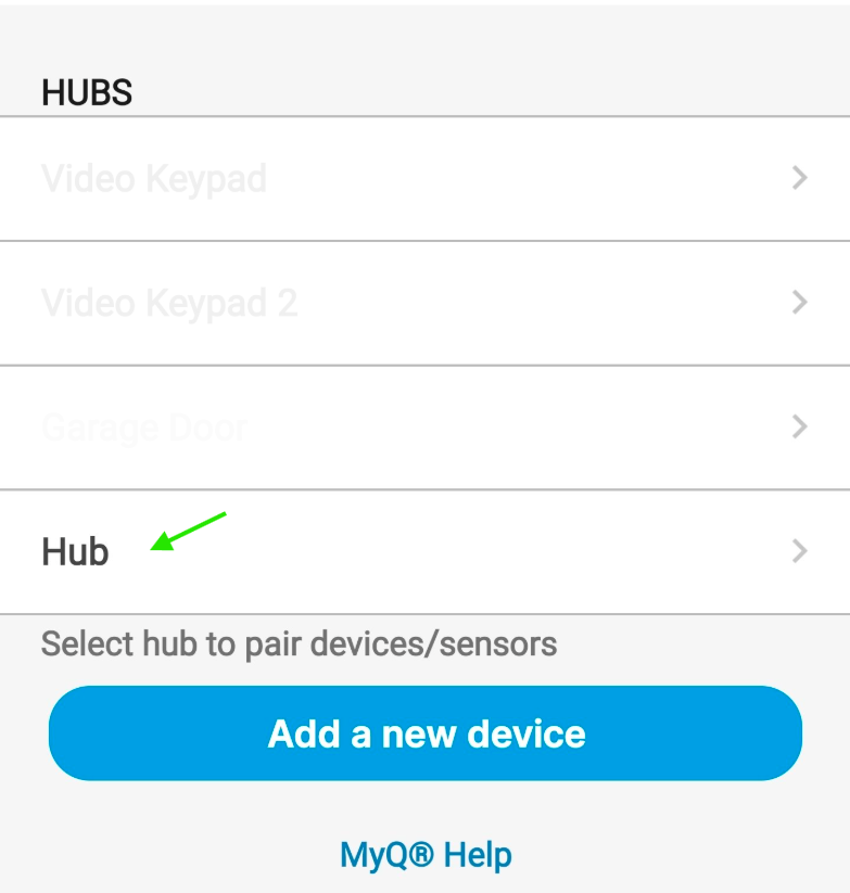 screenshot showing arrow to tap hub