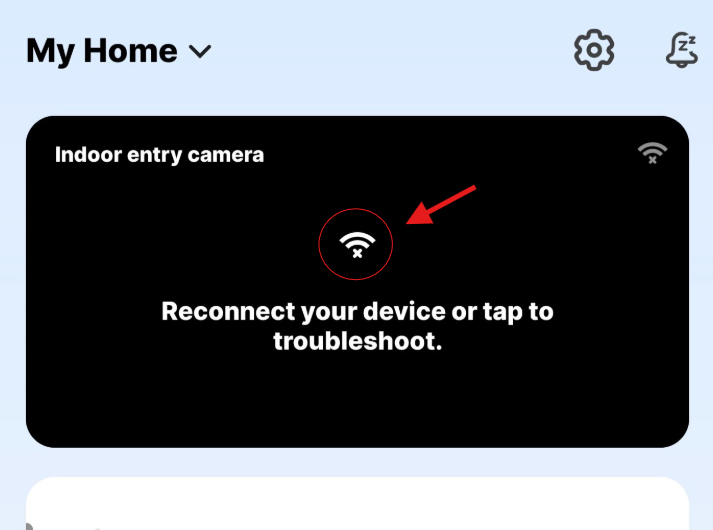 arrow pointing to camera offline