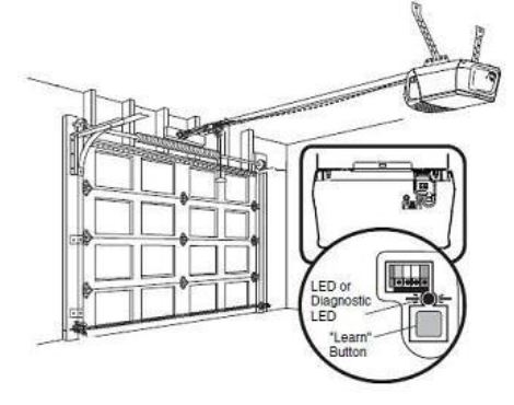 Powered by myQ logo on garage door opener